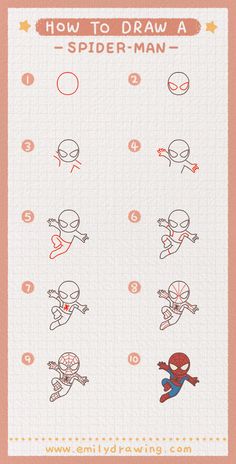 how to draw a spider man step by step instructions for kids and beginners with pictures