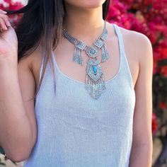 Coachella Statement Necklace - Low Stock! - Silver + Clear - 4 LEFT