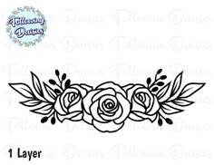 a flower border with leaves and flowers in the center on a white background, for laser cutting