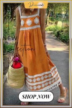 Casual Print Tassel Square Collar Straight Dresses(5 Colors) Casual Fringe Maxi Dress For Vacation, Casual White Tassel Dress, Casual Summer Maxi Dress With Fringe, Casual White Dress With Tassels, Casual Tassel Maxi Dress For Spring, Casual Maxi Dresses With Tassels, Casual Vacation Dresses With Tassels, Straight Dress, Women's Fashion Dresses