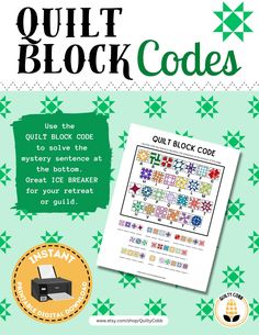 QUILT GAME, Quilt Block Code, Instant Digital Download, Printable Game, Quilty Cobb Use the QUILT BLOCK CODE to solve the mystery sentence at the bottom.  Great ICE BREAKER for your retreat  or guild. Great ice breaker and fun activity for your next guild or retreat! QUILT GAME, Instant Digital Download, Printable Game, Quilty Cobb Digital downloads make life easier, NO SHIPPING and you get it immediately! **Please note- this is NOT A PHYSICAL PRODUCT, therefore, there will be no returns accepte Brown Business Card, Craft Retreat, Meeting Ideas, Fun Christmas Party Games, Stained Glass Quilt, Quilt Retreat, Beginner Quilt Patterns, Ice Breaker, Minimalist Business Cards