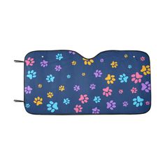 an oven mitt with colorful paw prints on the front and back of it,