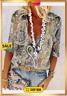 Women's Shirt Blouse Yellow Red Blue Paisley Button Print Long Sleeve Casual Daily Basic V Neck Regular S Paisley Print Summer Party Top, Casual Printed Blouse For Party, Summer Party Tops With Paisley Print, Summer Party Top With Paisley Print, Summer Paisley Print V-neck Blouse, Summer V-neck Paisley Print Blouse, Elegant V-neck Blouse With Paisley Print, Summer Paisley Print Button-up Shirt, Summer Button-up Shirt With Paisley Print