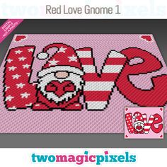 a pink rug with santa clause on it and the word love spelled in red letters