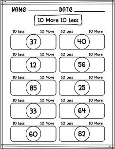 the printable worksheet for rounding numbers to 10 and counting them into ten