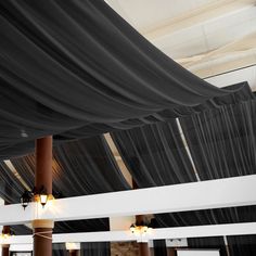 40ft Ceiling/Curtain Draping Sheer Voile Flame Retardant (FR)  - Black Curtain Draping, Ceiling Fabric, Ceiling Drapery, Ceiling Drapes, 120 Round Tablecloth, Wedding Ceiling, Ceiling Draping, Black Craft, Ceiling Curtains