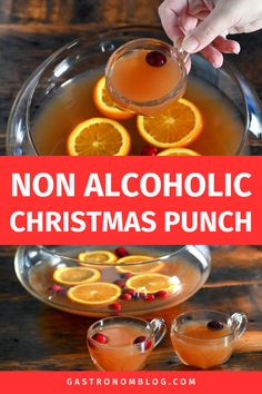 peach colored non alcoholic Christmas punch in punch cups in front of punch bowl with floating orange slices and cranberries Brunch Drinks Non Alcoholic Breakfast, Christmas Drink Non Alcoholic, Christmas Punch For Kids, Christmas Drinks For Kids, Non Alcoholic Fruit Punch, Breakfast Punch, Punch For Kids, Non Alcoholic Christmas Punch, Soda Drinks Recipes