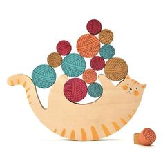 Londji_meow_minou_chat_cat_balnacing_game-equilibe_jeux_jouet_quebec_kidsstore_playtime_1 (3882130505751) Cat Games, Wooden Games, Adorable Kitten, Stacking Toys, Wooden Cat, Yarn Ball, Tic Tac Toe, Fun Challenges, Wood Toys