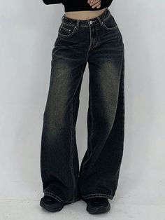 Autumn New Casual Loose Distressed Women Jeans Blue Casual   Denim Colorblock,Plain Straight Leg Non-Stretch  Women Clothing, size features are:Bust: ,Length: ,Sleeve Length: Acubi Jeans, Boys Denim, Jeans Casual, Women's Shapewear, Women Denim Jeans, Kids Sleepwear, Inspiration Mode, Casual Denim, Winter Casual