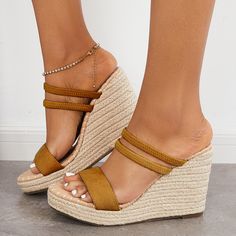 Style:?Daily.Casual.FashionColor: White.Pink.Snake.Black.Brown.LeopardType: Wedge Heel SandalsHeight: Wedge heel about 3.93''Platform Height: about 1.77''Size Fit: True To SizeToe: Open ToeUpper Material: Faux Leather? Strappy Wedge Sandals For Beach, Brown Wedge Sandals For Spring Outings, Trendy Strappy Wedge Sandals For Vacation, Casual High Heel Wedge Sandals For Day Out, Casual Strappy Heels For Vacation, Brown Strappy Wedge Sandals For Beach, Beige Strappy Wedge Sandals For Summer, Casual Strappy Wedge Sandals For Spring, Casual Strappy Platform Heels