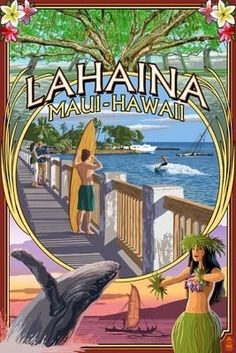 an advertisement for waiki's hawaiian restaurant with a woman and a dolphin on the beach