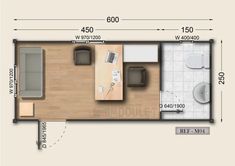 the floor plan for a mobile home with an attached kitchen and living room, including a dining