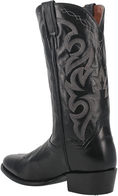 a pair of black cowboy boots with the word love written on the bottom and side