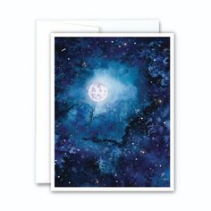 Moon And Stars Greeting Card Selling Greeting Cards, Stars Space, Starry Night Sky, Moon Lovers, Beautiful Moon, Greeting Card Set, Moon And Stars, Moon Stars, Greeting Card Design