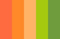 an orange, green and yellow striped background with the colors of the rainbow in different shades