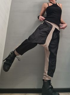 "New collection Extravagant Pants, Harem Casual Pants, Loose Pants, Cotton Pants, Gothic Pants, Outer pockets, Beige & black ❤️ Extravagant designs and high quality fabrics! ❤️ Materials & Care Cotton, Polyester Hand wash at low temperatures. Do not machine dry. Do not iron. Do not dry clean! ❤️ Sizing We can make your piece from XS to 5XL! Everything in the shop can be also made according to your measures free of charge! ❤️ Shipping ✈ Ready to ship The time I need to prepare an order for shippi Harem Pants Outfit, Shorts Ideas, Pants Ideas, Gothic Pants, Outfit Grunge, Pants Loose, Pants Cotton, Loose Pants, Pants Design