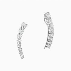 The Ecksand Tapered Diamond Crawler Earrings shown with Natural VS2+/ F+ in 14k White Gold Crawler Earrings, Crawlers Earrings, Bracelet Tennis, Gold Rings Stackable, Gold Gemstone Ring, Jewelry Wedding Rings, Recycled Gold, Mens Wedding Rings, Men's Rings