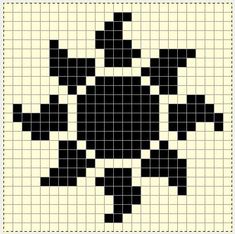 a black and white cross stitch pattern with squares in the shape of a turtle on it's back