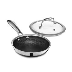 two pots and pans with lids on white background