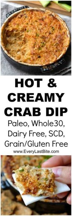 hot and creamy crab dip recipe with text overlay