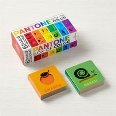 an orange, green, yellow and red block with the word pantonee on it