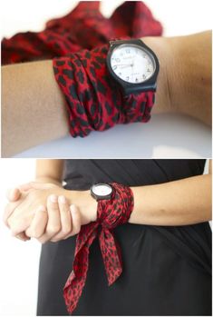 Tie Upcycle, Diy Silk Scarf, Clock Bracelet, Diy Watch, Watches Women Simple, Clothes Upcycle, Turquoise Scarf