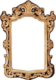 an ornate gold framed mirror on a white background