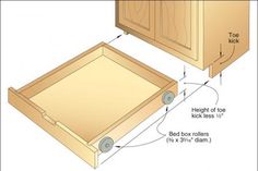 the drawer is open and labeled with measurements