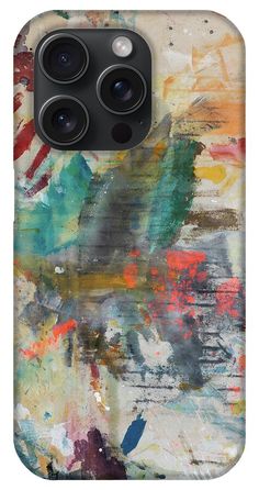 an abstract painting with lots of colors and lines on it iphone case by panoramic images