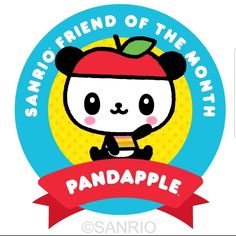 a panda bear with an apple on it's head and the words san francisco friend of the month