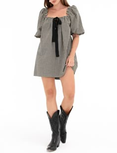 Darling Mini Dress | Black Gingham – Rumored Gingham Dress Fall, Gingham Dress Outfit, Gender Euphoria, Collared Mini Dress, Gingham Outfit, Cutest Dress, October 4th, Black Gingham, Winter Dress Outfits