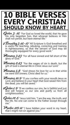 the ten bible verses every christian should know by heart, with text above it