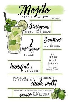 the mojito cocktail recipe poster