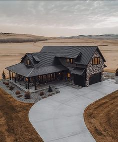 an aerial view of a house in the country