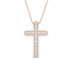 Here is a visible representation of your belief and a sparkling testament of your faith. This beautifully crafted religious necklace features a cross pendant in vintage style. The 32mm pendant is studded with diamonds with well-defined prongs for that sculptural effect. Big Cross, Gorgeous Engagement Ring, Love Symbols, Conflict Free Diamonds, High Quality Jewelry, Metal Rings, Diamond Studs, Diamond Gemstone, Diamond Pendant