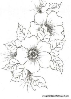 some flowers that are on the side of a white paper with black ink in it