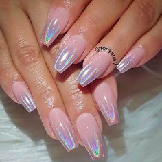 Emerald Nails, French Pedicure, Chrome Nail Powder, Gel Nail Art Designs, Easy Nails, Makijaż Smokey Eye, Short Hairstyle, Holographic Nails, Nailed It