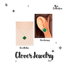 the clover jewelry set is shown in green