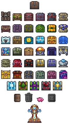 an image of pixel art that looks like it has many different colors and shapes on it