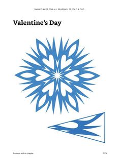 valentine's day poster with blue snowflakes and an arrow in the middle