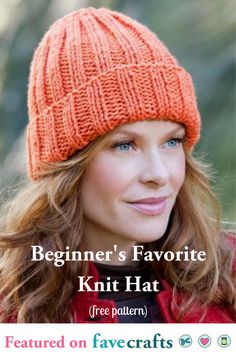 a woman wearing an orange knitted hat