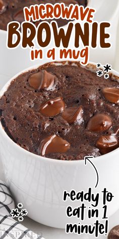 microwave brownie in a mug ready to eat in 1 minute