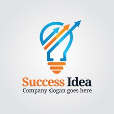 a light bulb logo with an arrow pointing up to the word success idea on it