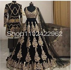 Customized  Ethnic Lehenga Choli Prom Engagement Dresses with Veil Cape Black Gold Lace Applique Two Dresses With Veil, Veil Cape, Ethnic Lehenga, Engagement Dresses, Gold Lace, Lehenga Choli, Lace Applique, Special Occasion Dresses