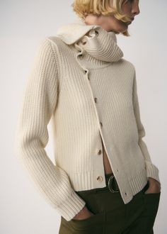 Ireland Clothes, November Fashion, Sweater With Buttons, Mango Cream, Funnel Neck Sweater, Button Sweater, Winter Essentials, Funnel Neck, Funnel