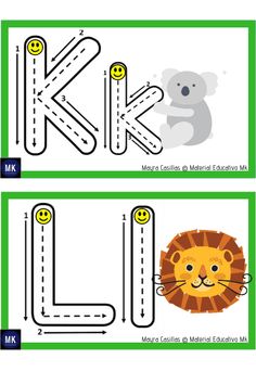 the letter k is for lion and koala