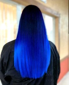 Gold Ombre Hair, Electric Blue Hair, Bright Blue Hair, Short Straight Hair, Hair Color Blue