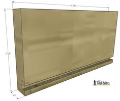 a drawing of a wooden shelf with measurements for the top and bottom section on it