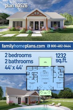 two story house plan with 2 bathrooms and 3 bedroom