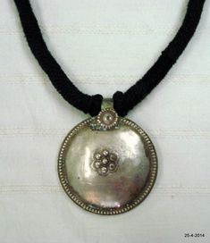 vintage antique tribal old silver necklace from rajasthan india. great disk design old silver pendant re-string with cotton cord. nice piece good for jewelry collection. length - 46 cm(18.1") we can adjust the length. pendant size - 4.5 cm(1.77") weight - 29 grams material - silver & original old worn piece. Big Necklace, Metalsmithing Jewelry, Modernist Jewelry, Choker Pendant, Dope Jewelry, Antique Necklace, Necklace Choker, Dream Jewelry, Silver Pendant Necklace